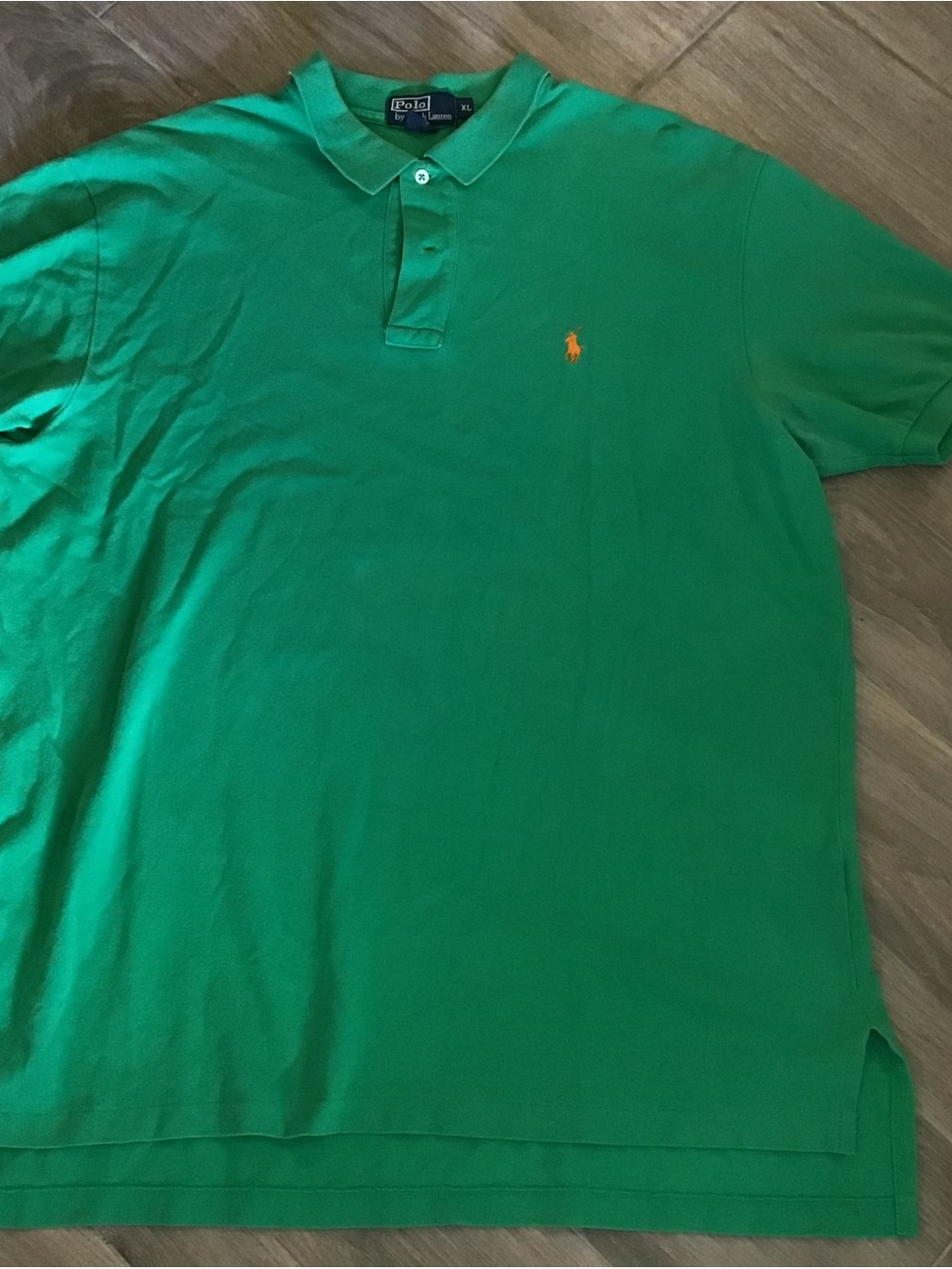 Ralph Lauren Green Polo with Orange Pony Embroidery